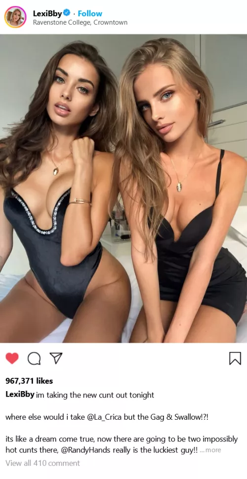 (cuntagram) @LexiBby - taking @La_Crica out tonight, where else but the Gag & Swallow??