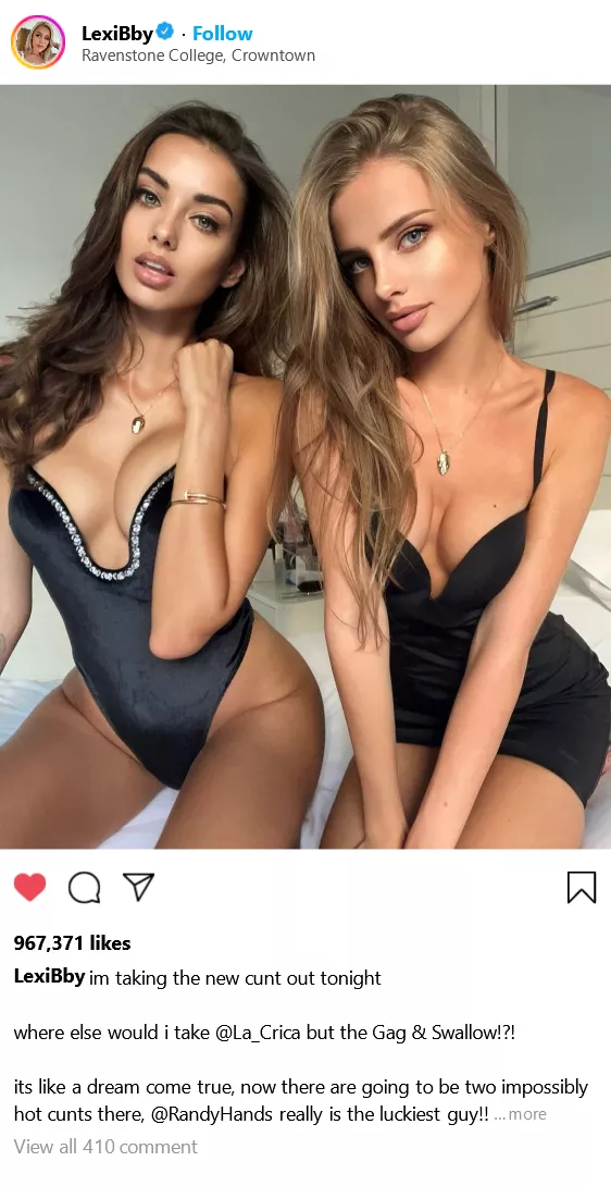 (cuntagram) @LexiBby - taking @La_Crica out tonight, where else but the Gag & Swallow??