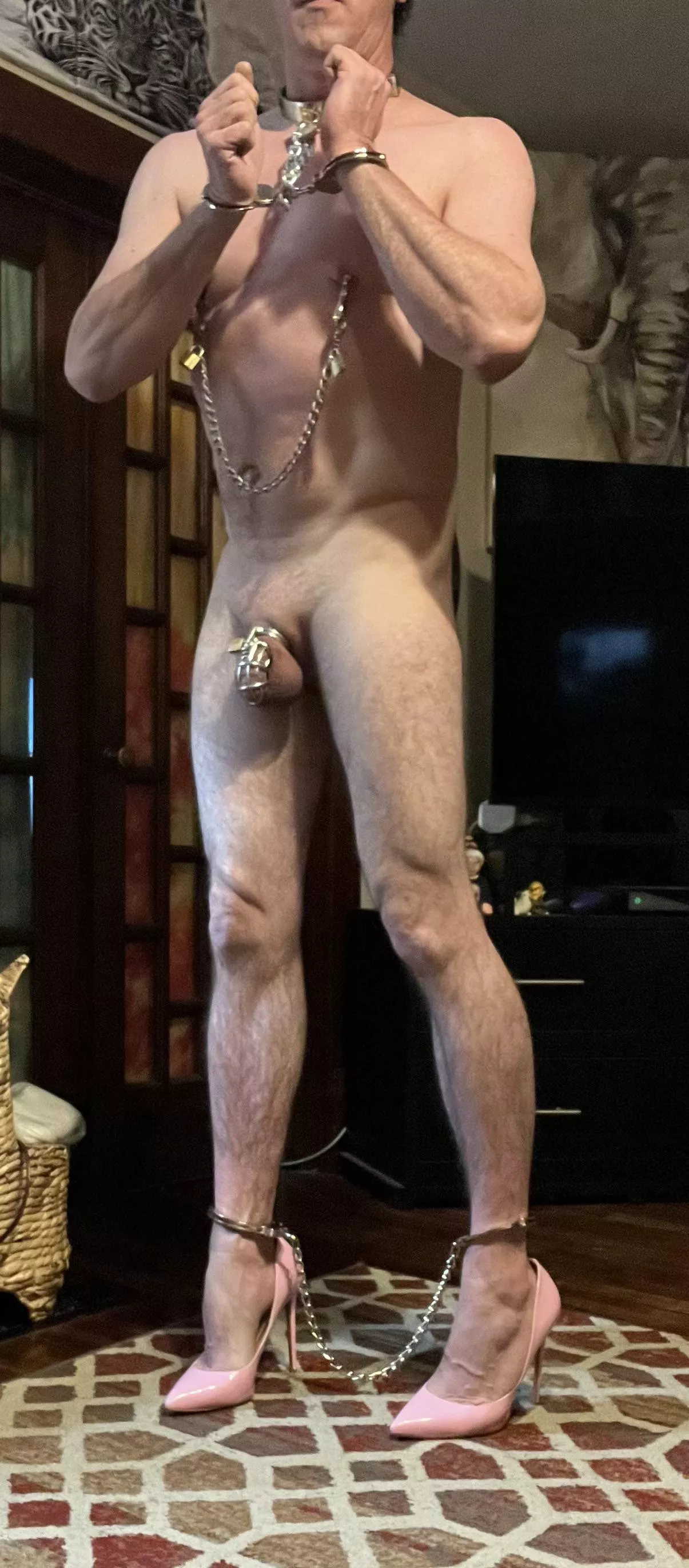 Locked by Mistress while my wife is on her date