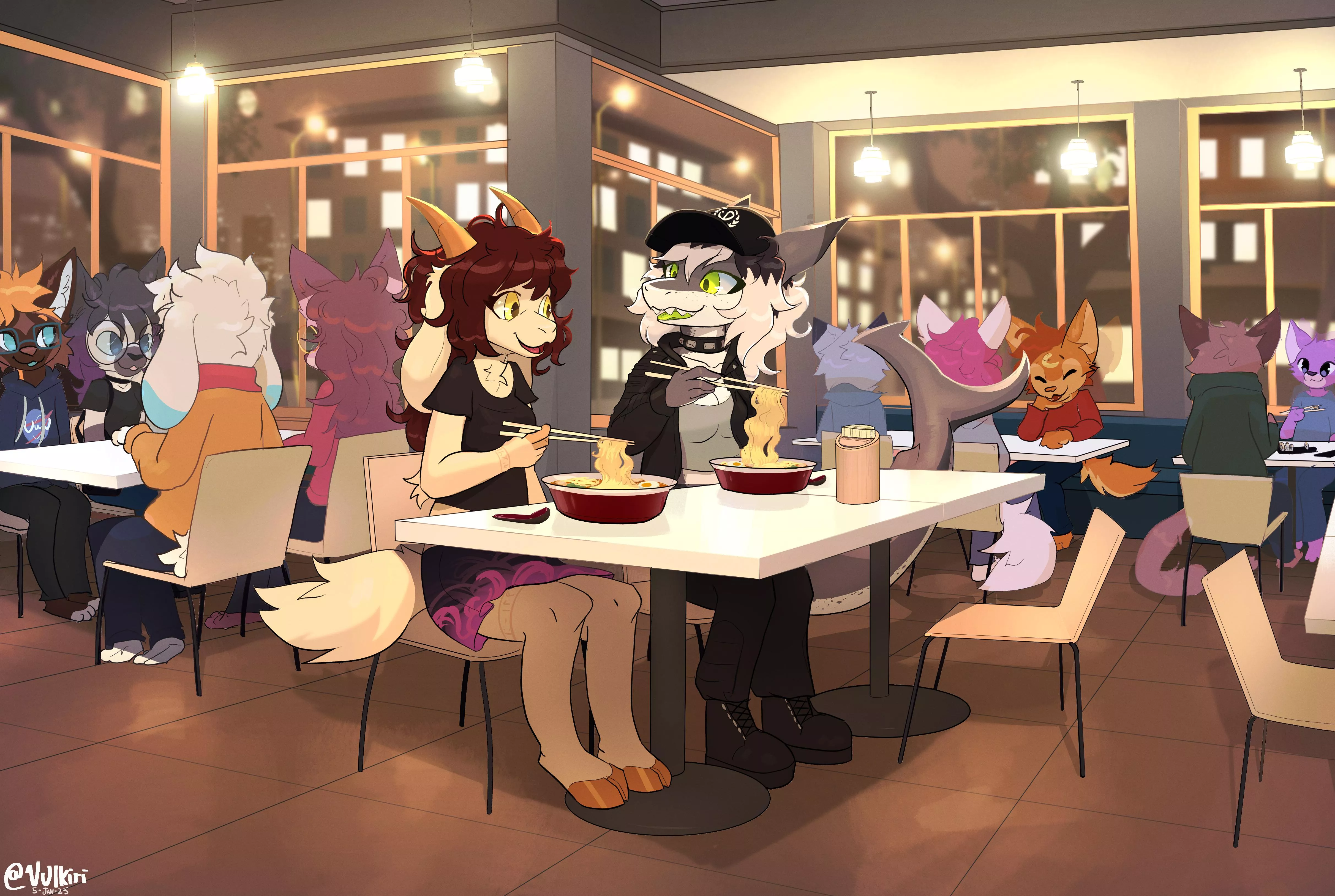 Nighttime Ramen 🍜 | Art by me @Vulkiri on Twitter ^^ (Commission)