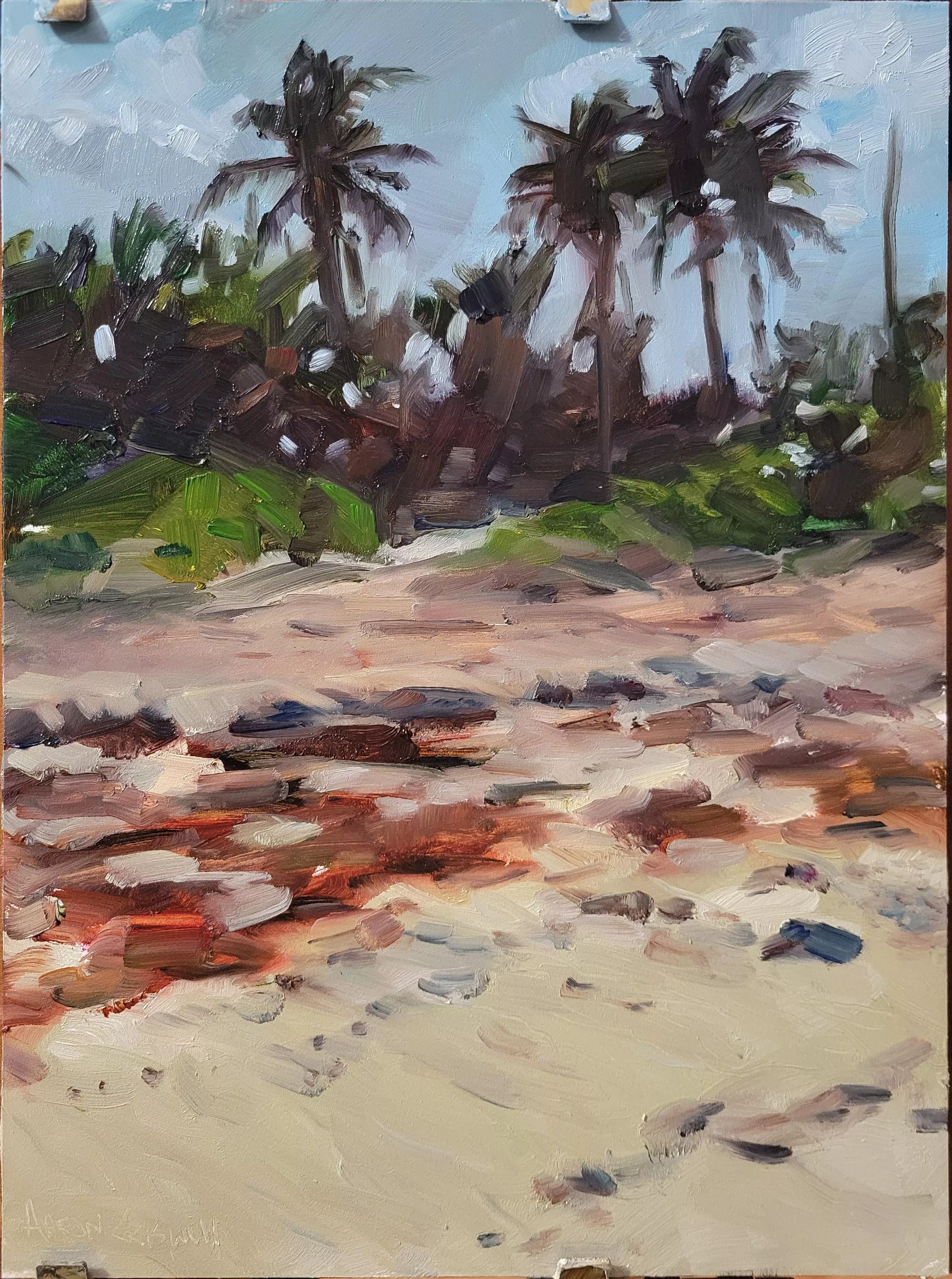 Seaweed and Palm Trees, oil on gessoboard