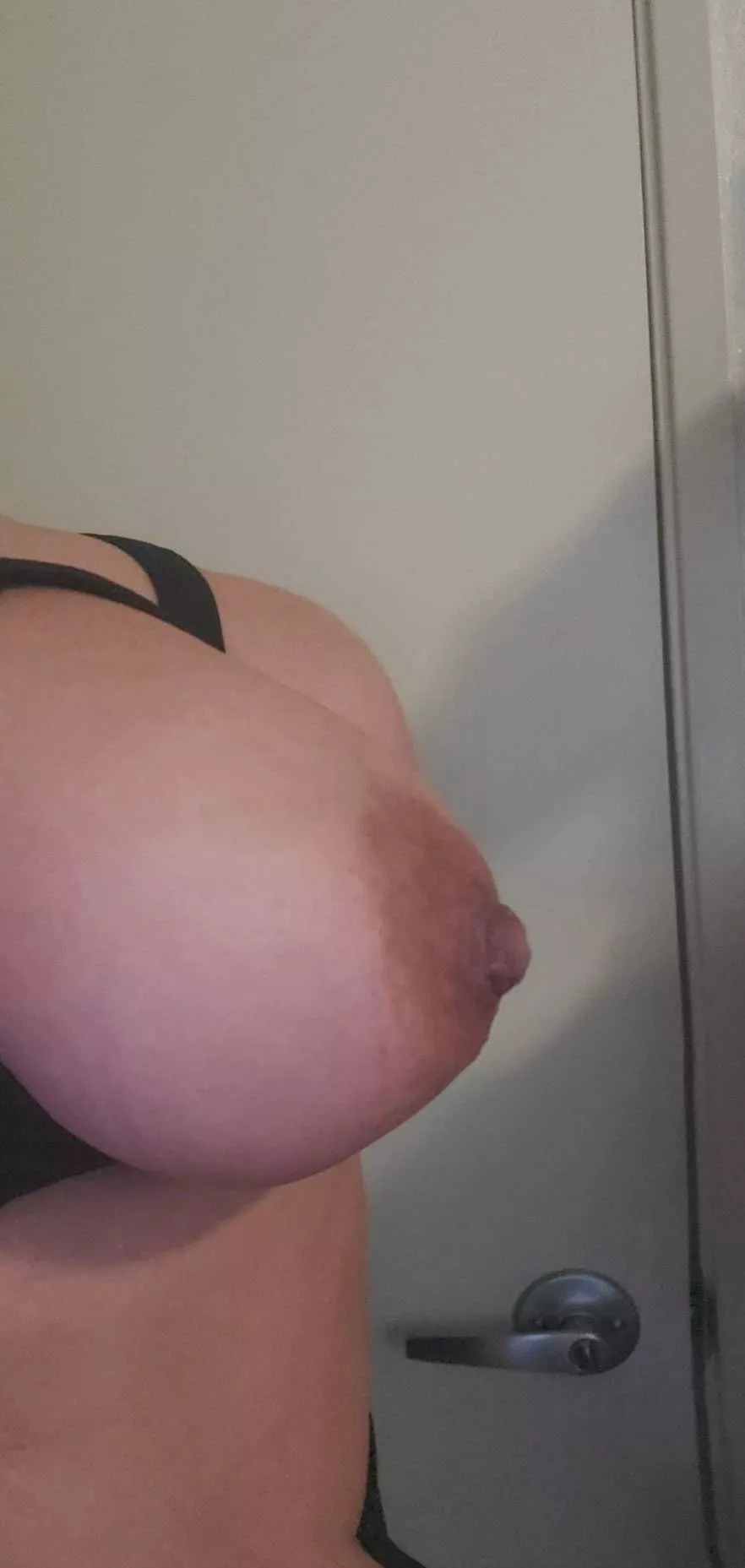Side view by request! Smooth and firm ready to gush milk!