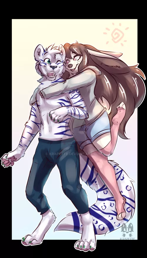 Surprise hug [COMMISSION] (by Krapette)
