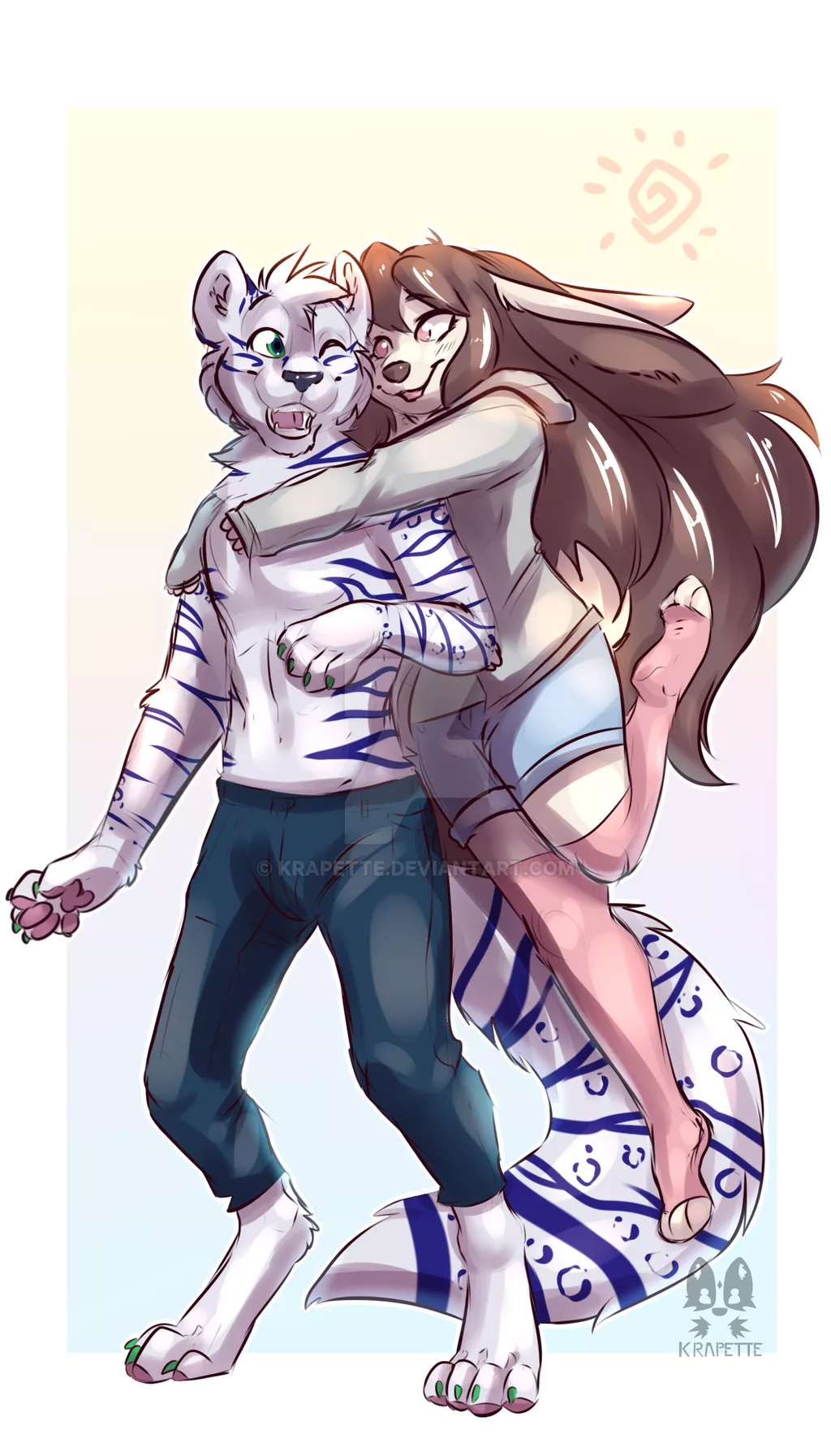 Surprise hug [COMMISSION] (by Krapette)