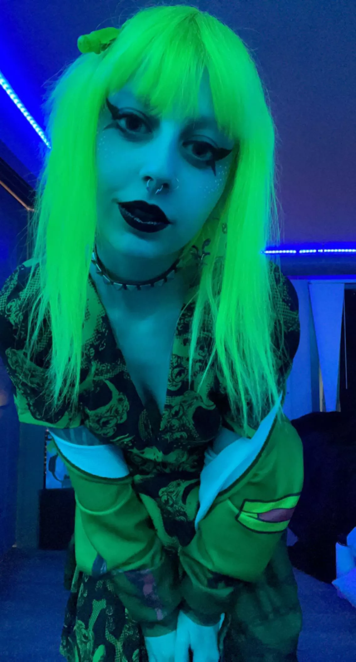 The blue light makes my neon hair stand out so much!