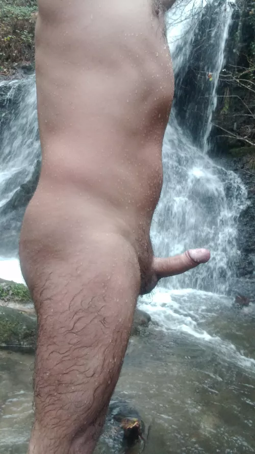 Wet boner in the waterfall