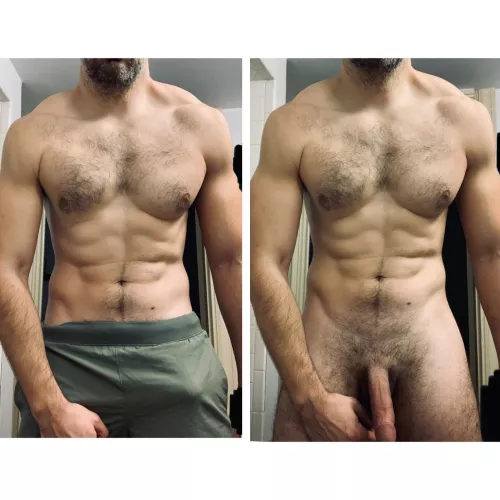 Workout complete -> shower time