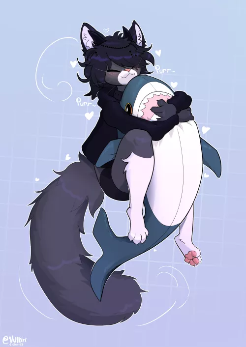 Blahaj cuddles!✨💕 | Art by me @Vulkiri on Twitter ^^ (Commission)