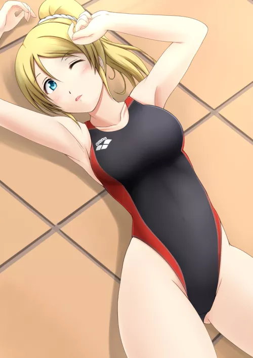 Eli Ayase Show Off her Arena Swimsuit in Poolside [Love Live]
