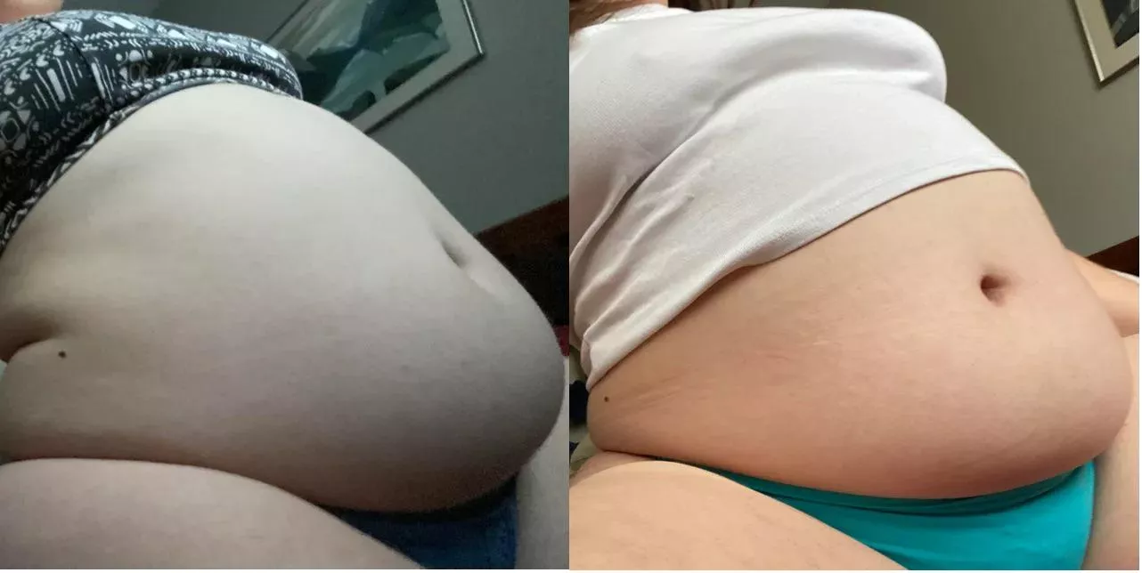 Fuck I’m getting huge 😩 2 month difference. Not even stuffed on the left