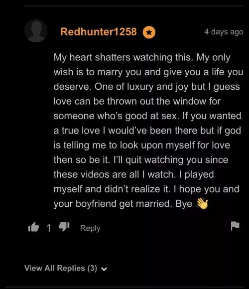 my man's heartbroken