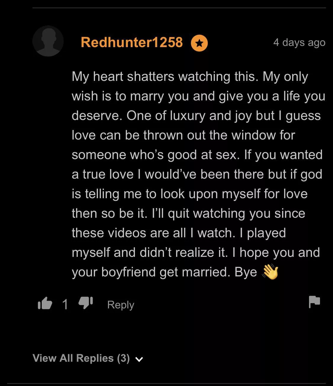 my man's heartbroken