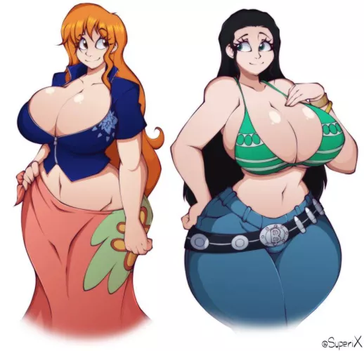 Nami and Robin swap outfits! (superix)