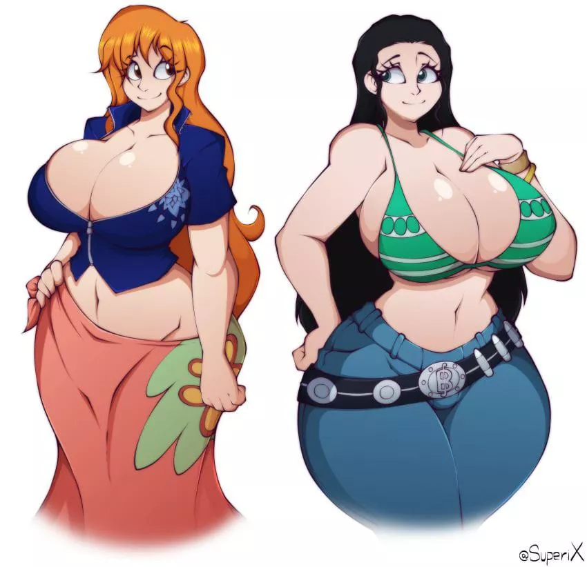 Nami and Robin swap outfits! (superix)