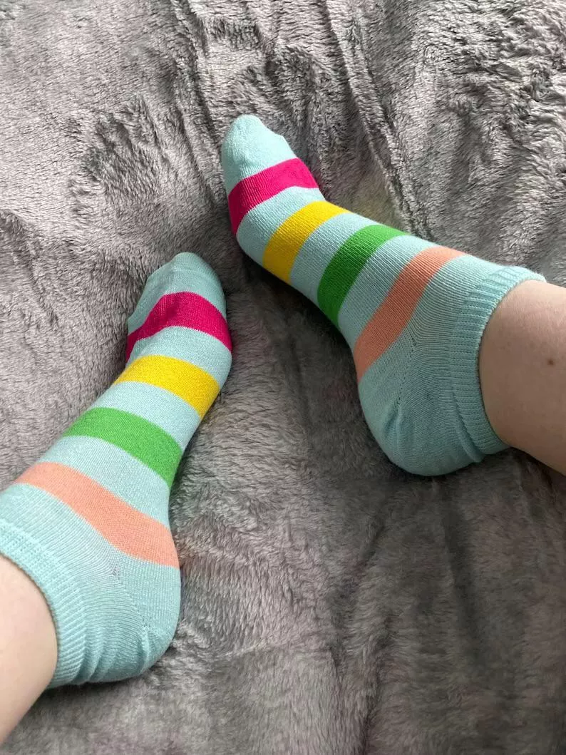 Rainbow stripes for sale 🌈 Let me know what you think! $15 with shipping included and 1 day wear
