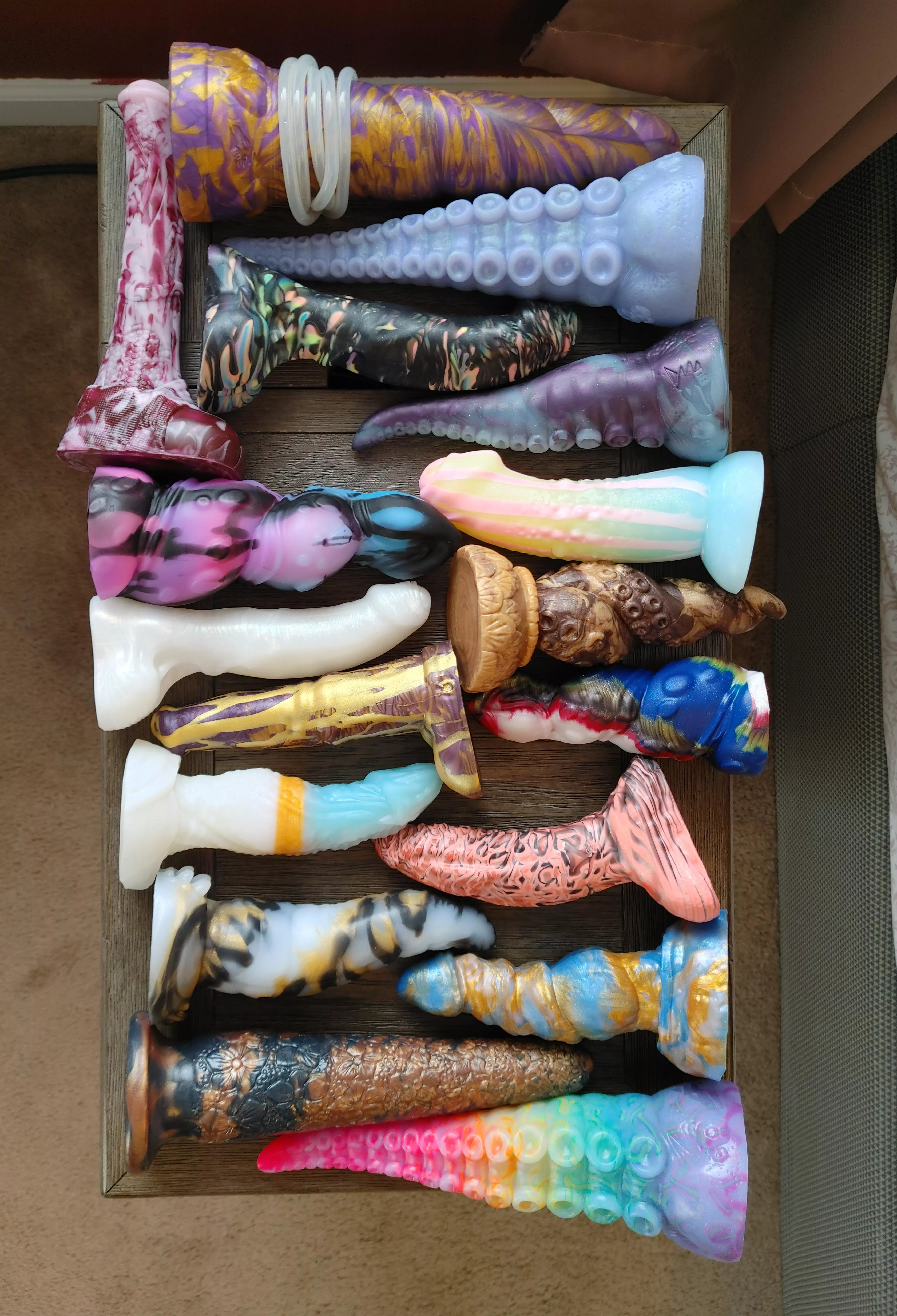 Took a collection pic after straightening up our cabinet