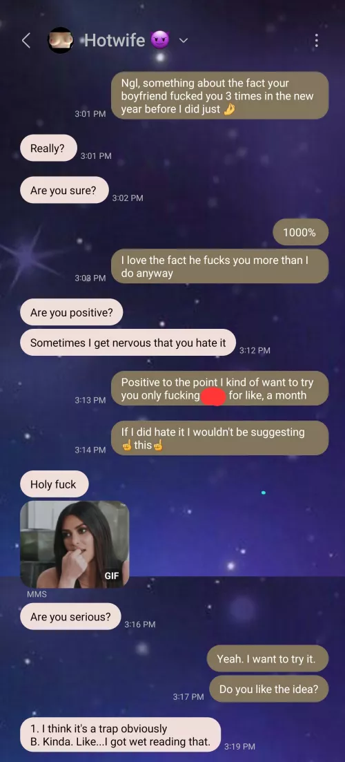 Currently having this conversation with my wife. I don't think I'm going to be fucking my wife for a while...