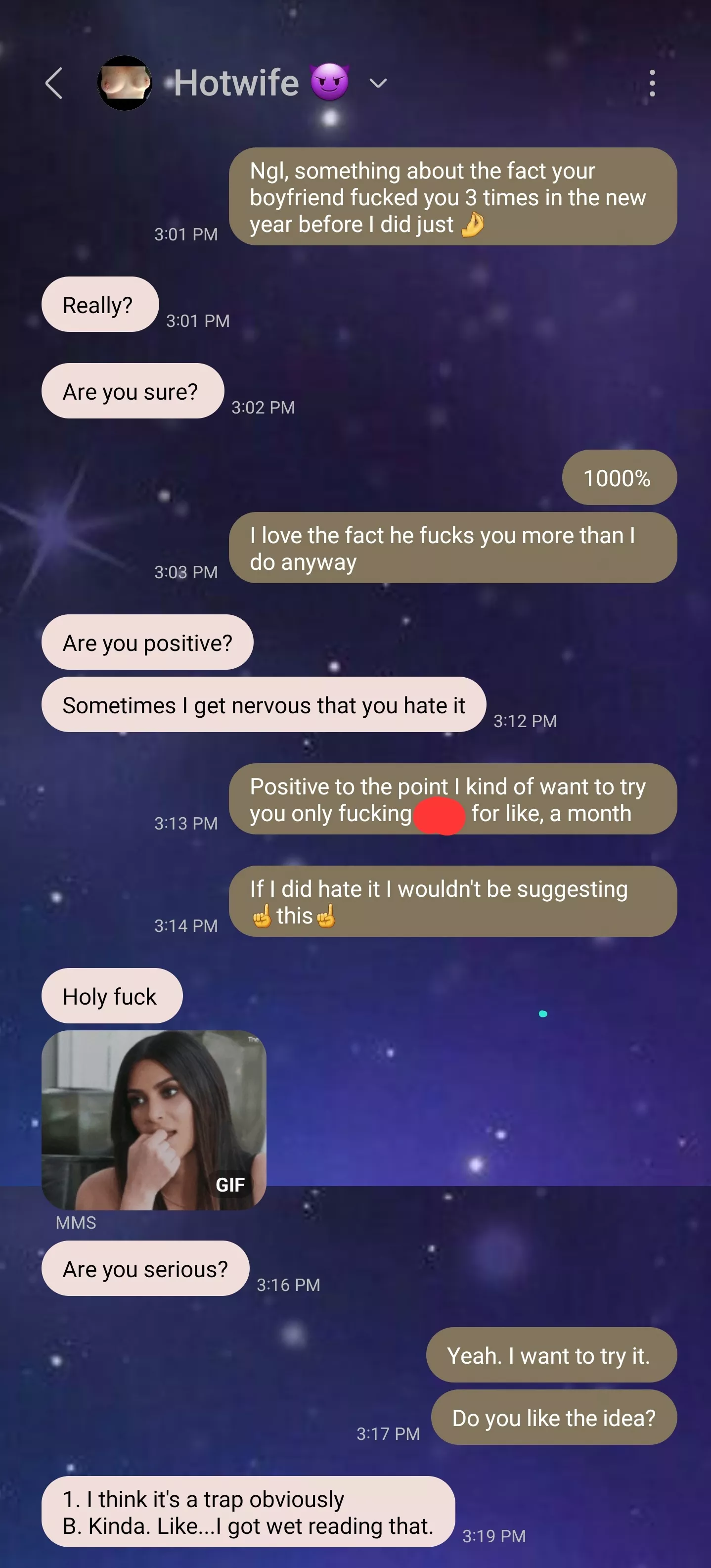 Currently having this conversation with my wife. I don't think I'm going to be fucking my wife for a while...