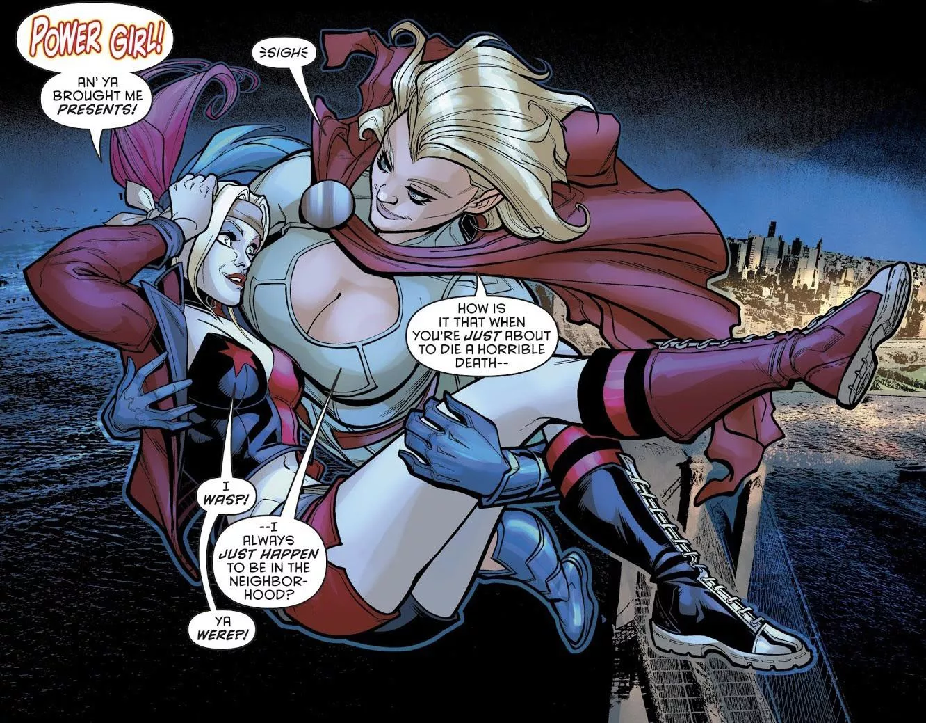 Harley is saved by Power Girl [Harley Quinn (2016) #25]