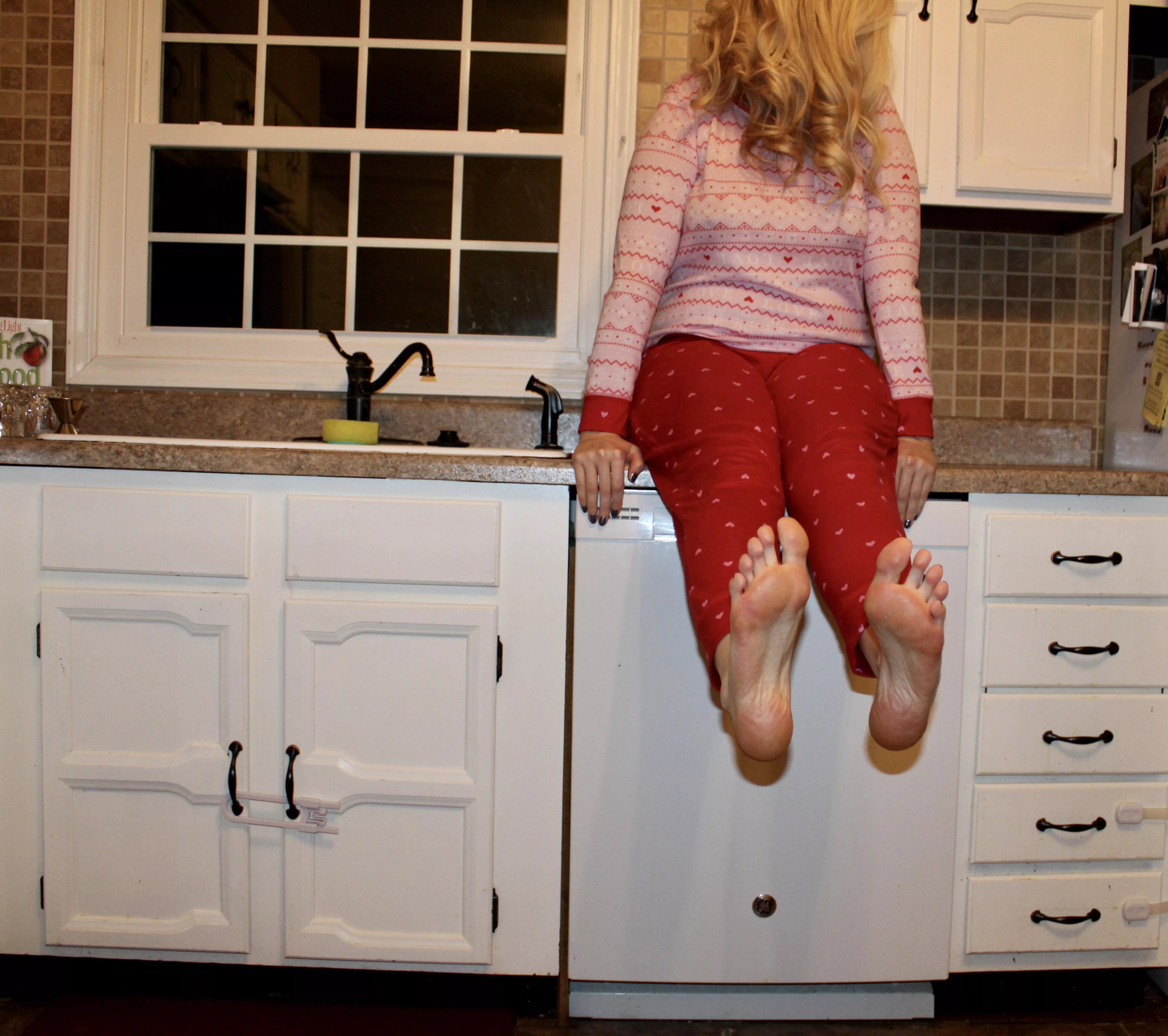 I’m barefoot, pregnant, and in the kitchen, but your place is at my feet