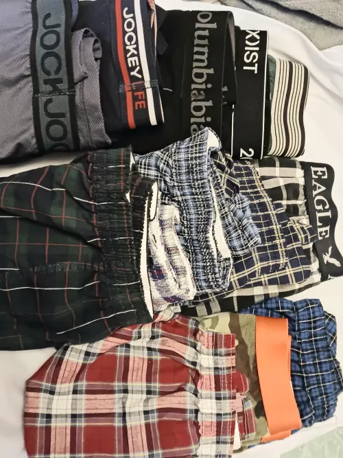 Laundry day. Boxers and boxer briefs are ready to put away.