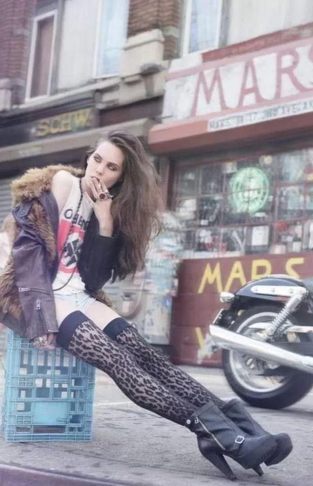 long biker girl legs