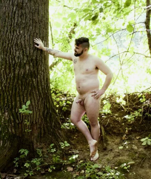 Naked in the woods. I love to show off