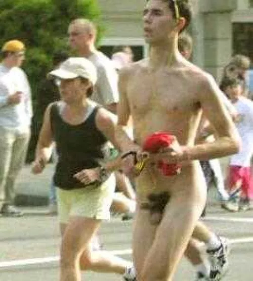 naked marathon participant