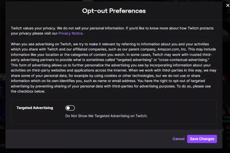 Opt-out Preferences - anyone know which option disables targeting?