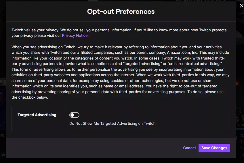 Opt-out Preferences - anyone know which option disables targeting?