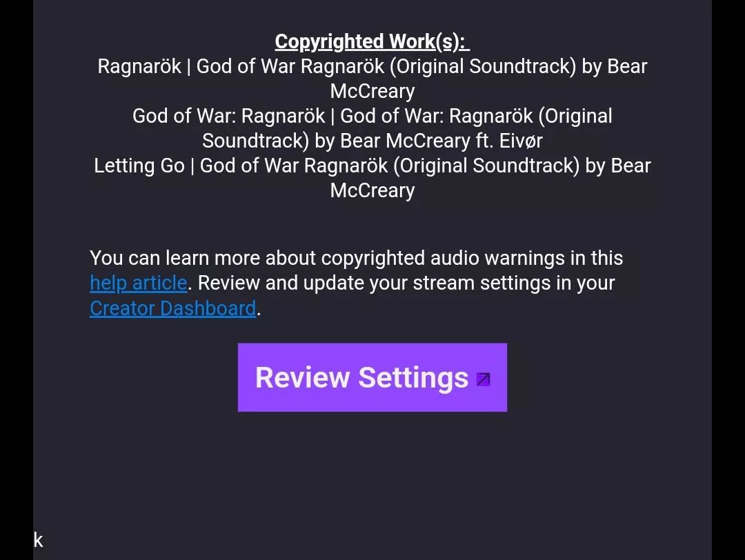 Received a dmca notice for streaming the credits of God of War Ragnarok