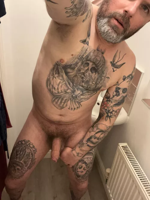 Salt & Pepper bearded man would love attention on uncut cock