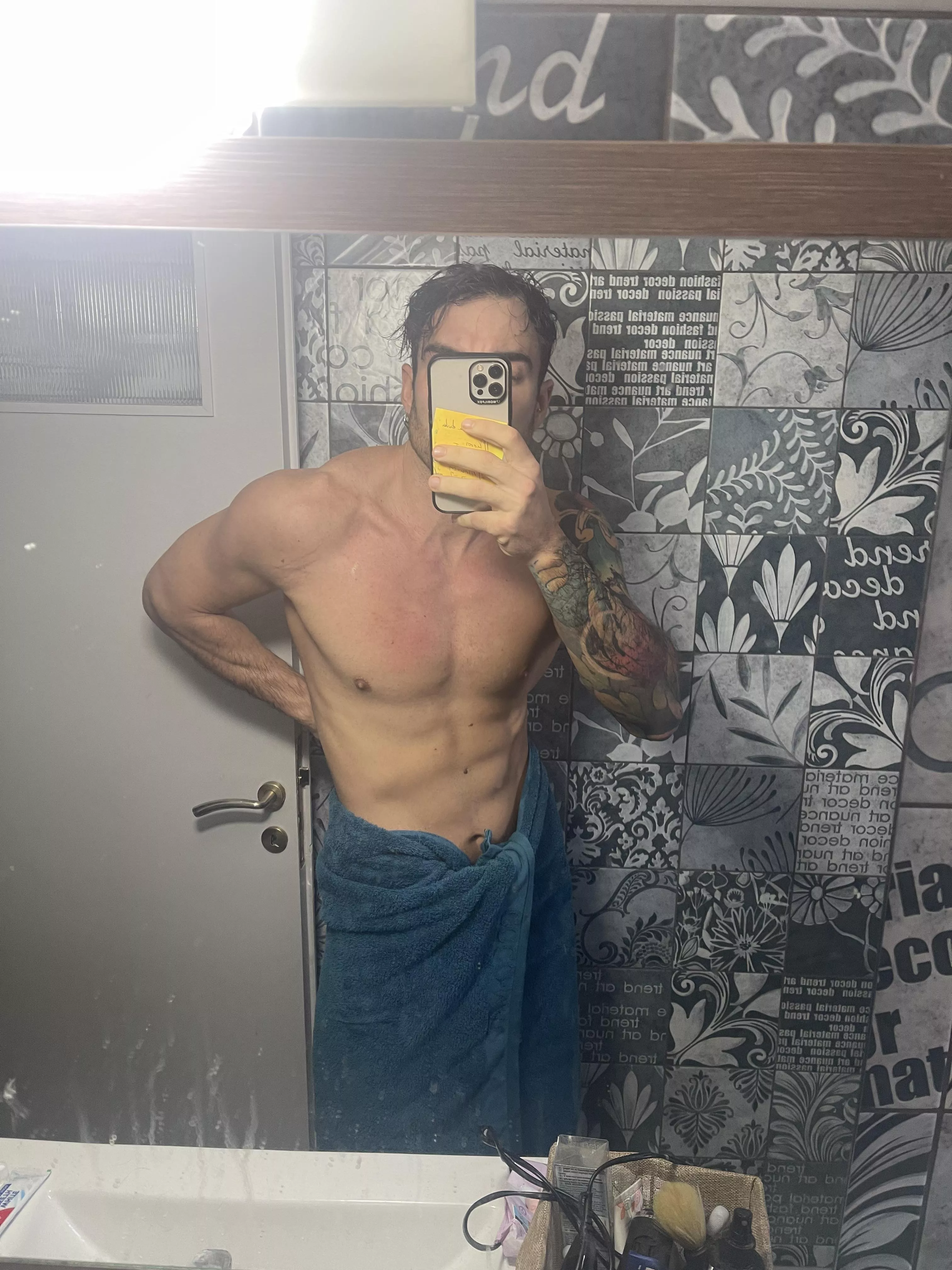 Shower after sleeping for 12 hours.