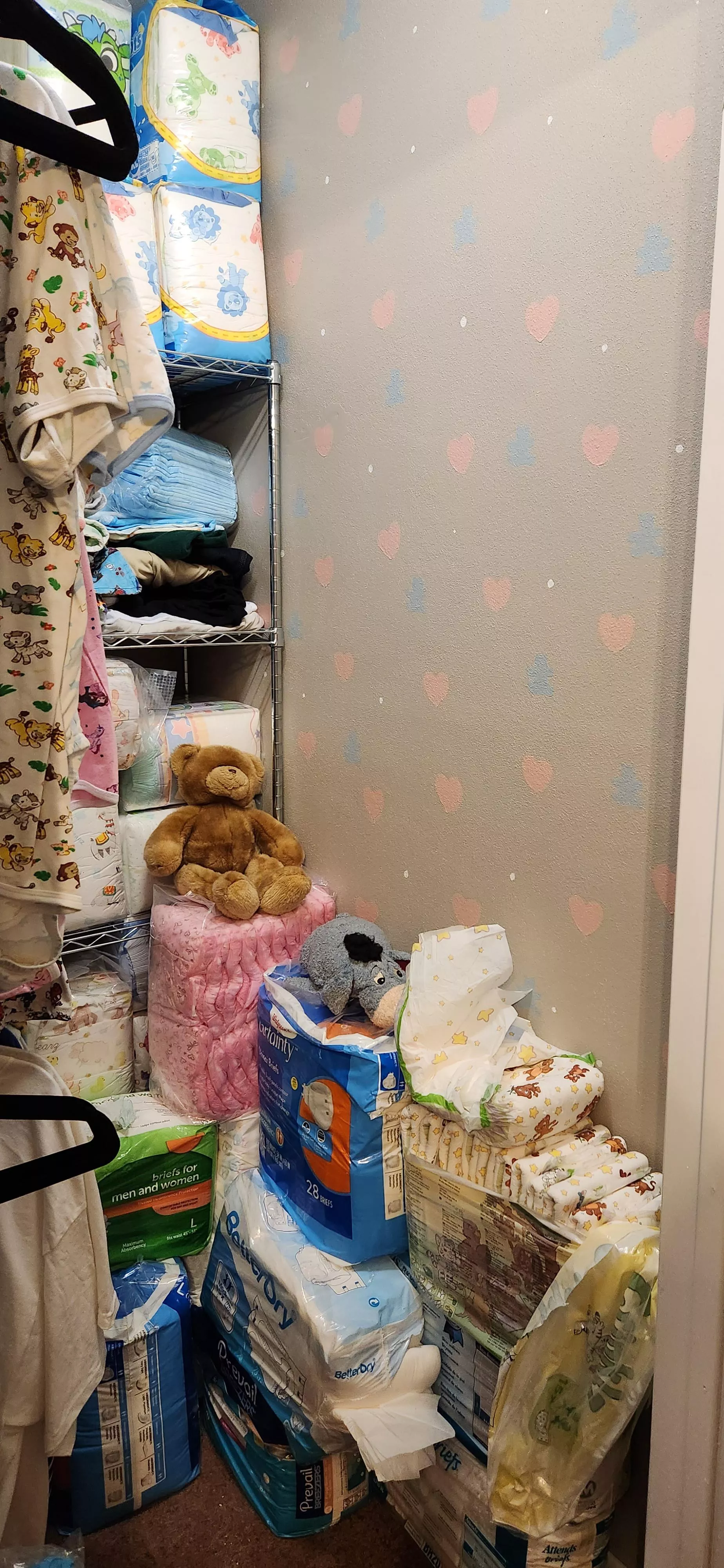 Surprised my partner by painting his diaper closet. Ignore the mess, still in the process of organizing