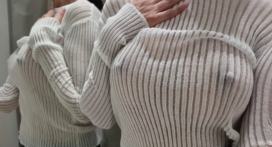 They are poking through this sheer blouse OMG