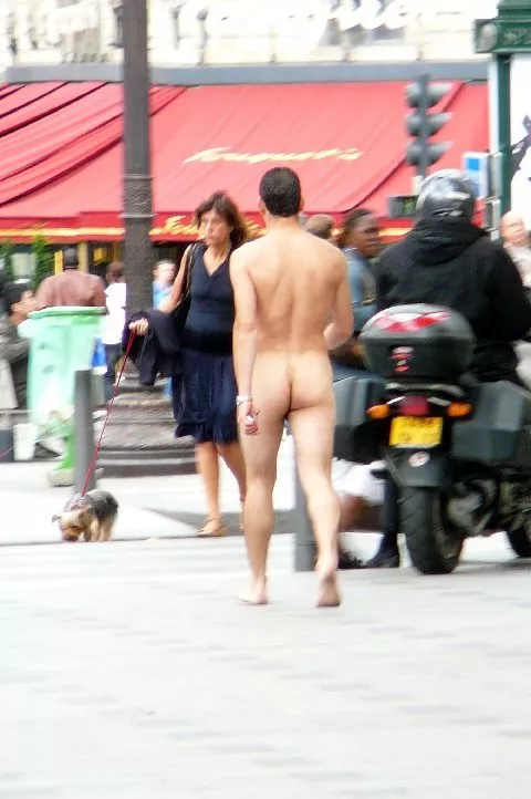 Walking naked at street