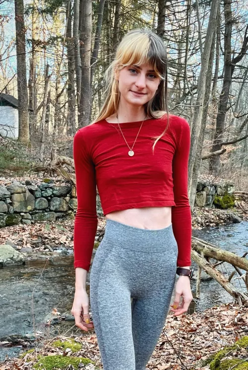 A tight crop top on my small chest