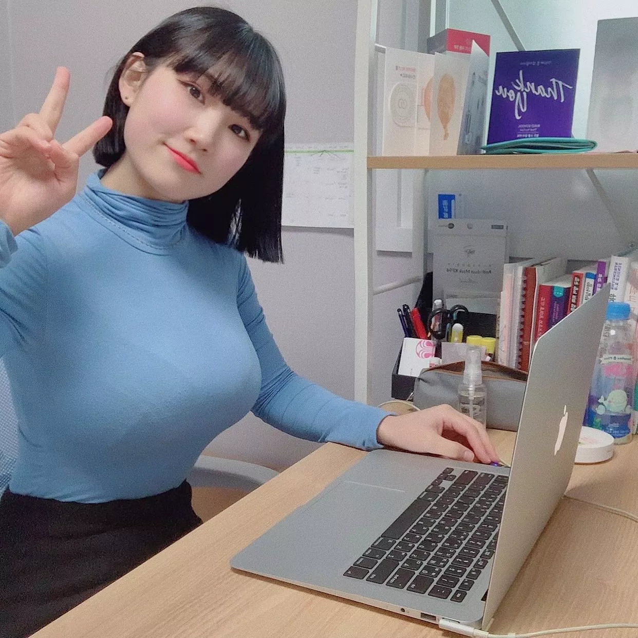 Busty laptop girl