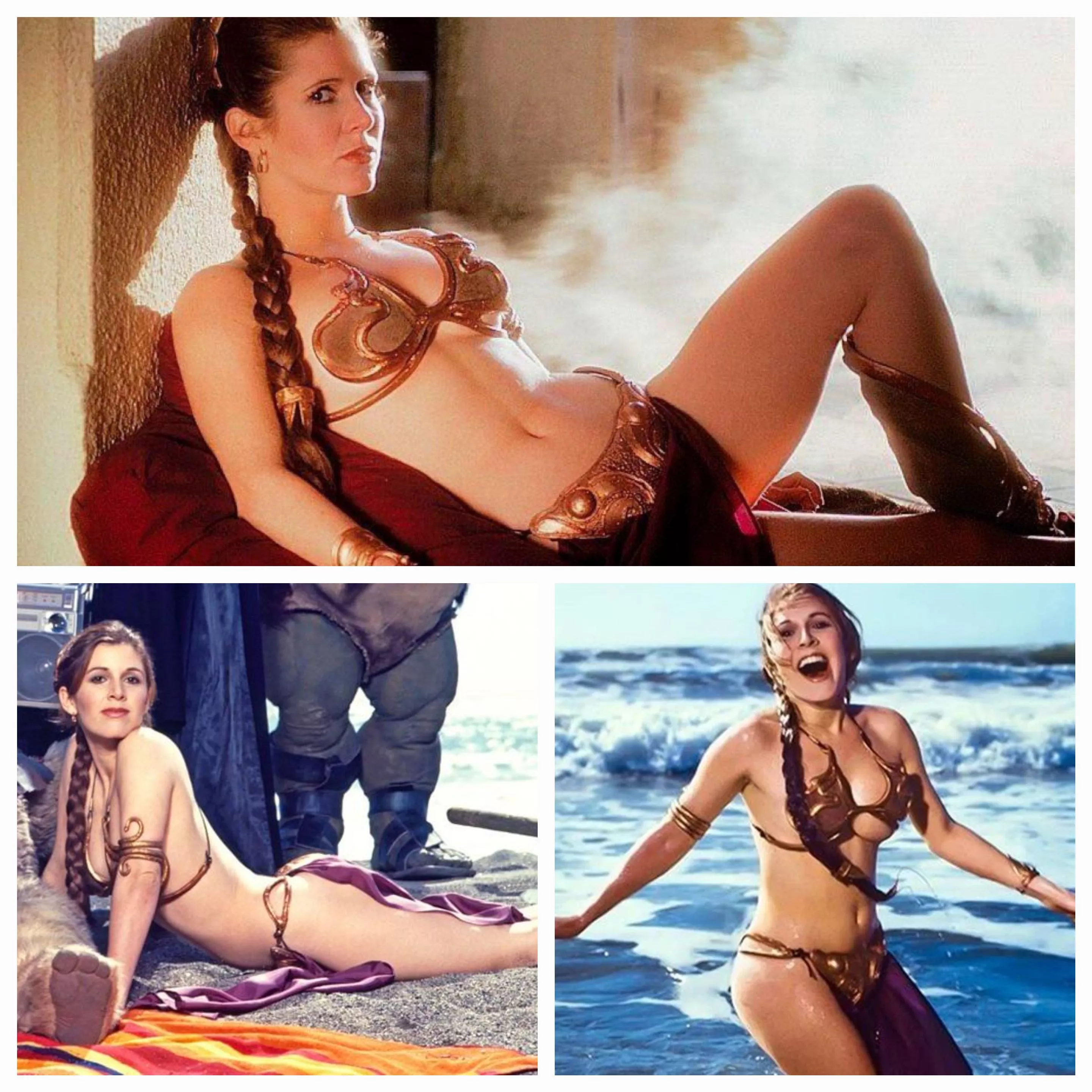 Carrie Fishers curvy body is making my cock ache so bad, make me get bi and goon for her