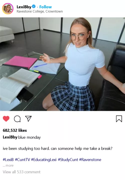 (cuntagram) @LexiBby - blue (skirt) monday