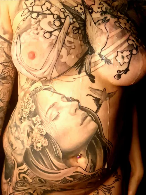 Don't my tattoos look pretty covered in cum?