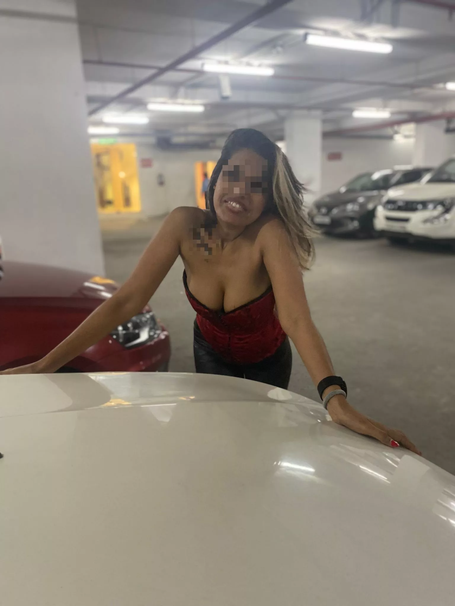 Down in the parking lot with security guard watching every bend! LOL