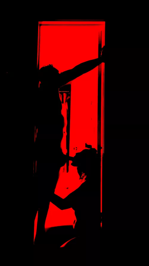 Hubby watching us in the doorway