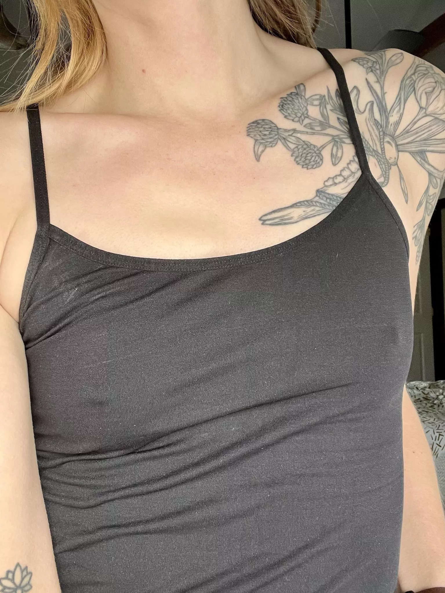 I never wear bras, but sometimes I wear tank tops under my shirts