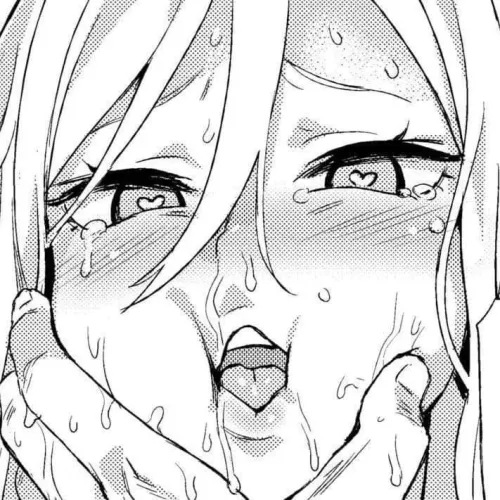 LF Mono Source: 1girl, cheek squish/squeeze, sweaty, heart pupils, blushing, tears