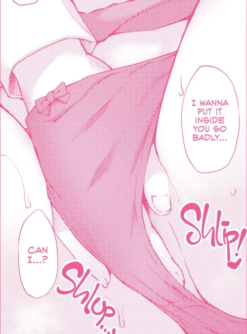 LF Mono Source: 1girl, pink filter, panties, sweaty, fingering under panties, sfx, 