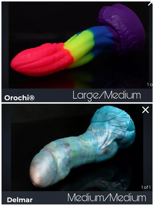 My first BDs and I’m so ridiculously excited!! I originally just ordered the Orochi (plus a case of cum lube), but I couldn’t stop thinking about how the Delmar was the PERFECT color for a merman ~ so my hubby made me order that one, too ;)