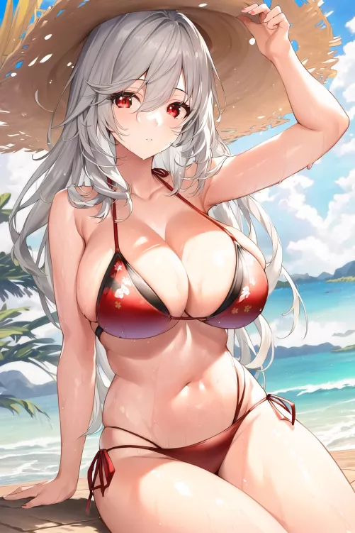 Red Bikini & Strawhat