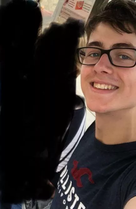 Selfie in public (with blacked out strangers lol)