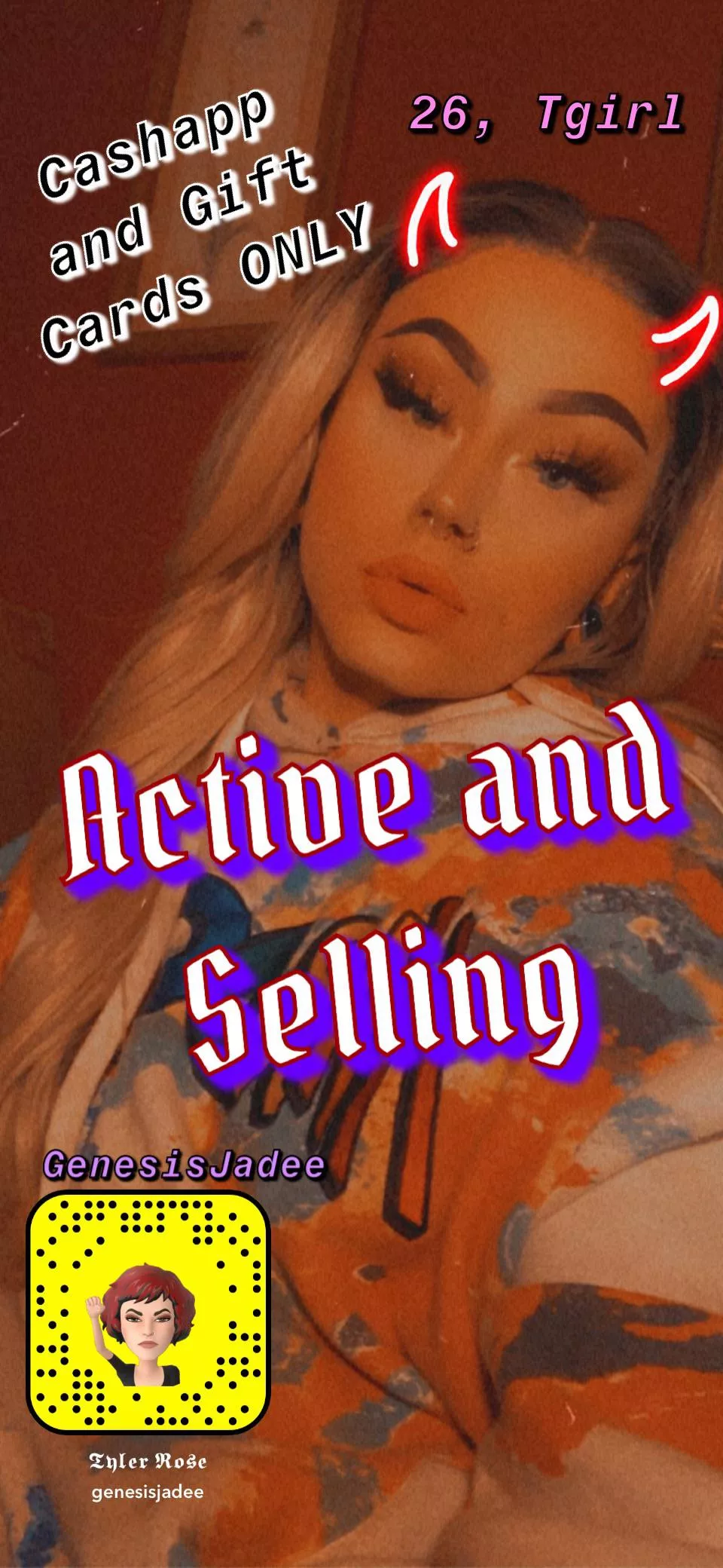 [Snapchat Seller, Tgirl/26] y’all know the vibe ❤️ I’m active and selling. Dropboxes and customs are available 💕 👻GenesisJadee